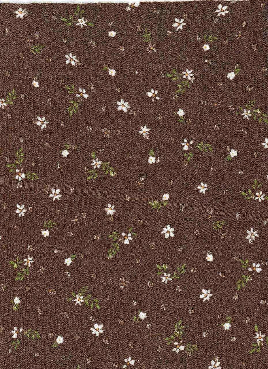 1 Yard Rayon Crepon Swiss Dot Ditsy Floral Fabric, Lightweight Woven 52/53" Width